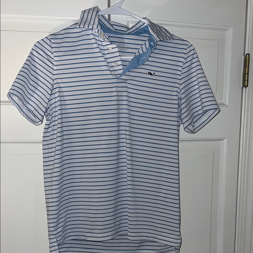 Vineyard Vines Blue and White Striped Polo Shirt